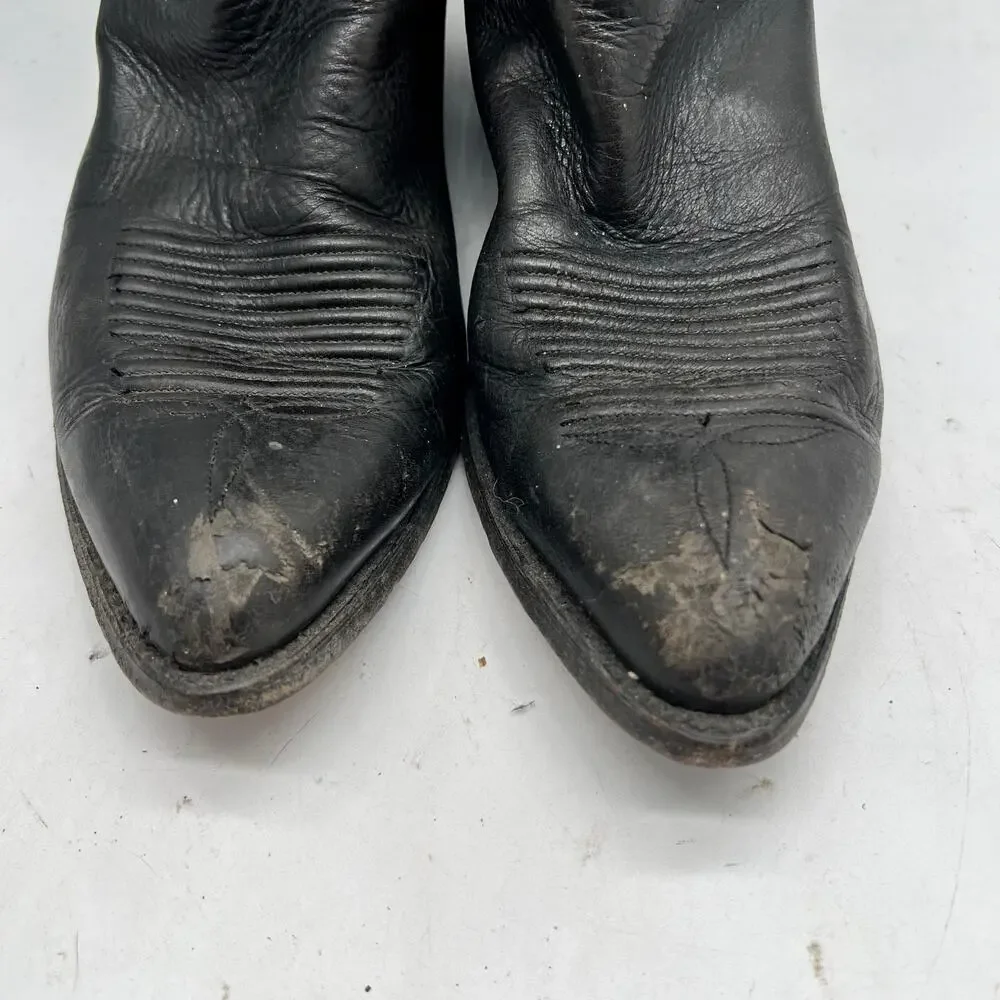Lucchese Boots Mens 10 Black Leather Cowboy Western **